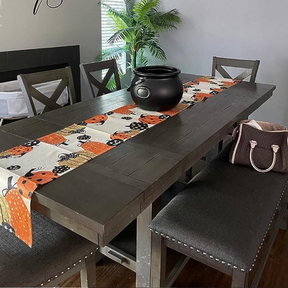 Pumpkin Table Runner Decorative Cloth Halloween Party Decoration Fall Home Decor - Picture 4 of 12